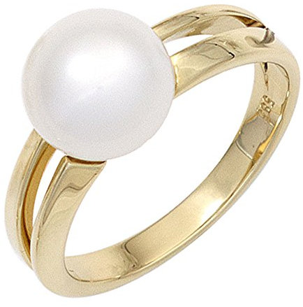 Ring Damenring mit Perle SüÃŸwasser Zuchtperle 585 Gold Gelbgold Perlenring, RinggröÃŸe:Innenumfang 60mm ~ Ã˜19.1mm