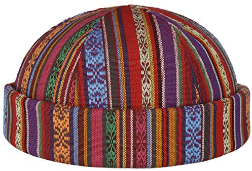 LIERYS Fresh Stripes Dockermütze Herren Beanie Baumwolle Viskose Made in Italy Handgefertigt Bunt Frühjahr Sommer rot M (56-57 cm)