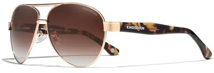 KINGSEVEN 2023 Alloy Acetat Piloten-Sonnenbrille Männer Polarisierte Gradienten-Sonnenbrille Frauen Wire-Core-Bügel Brillen (Leopard Braun)