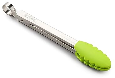Zeal Silicone Mini Kitchen Cooking Tongs with Stainless Steel Handle – Perfect for Cooking, Grilling, BBQ, Air Fryer, and More, Heat-Resistant, BPA-Free, and Easy-to-Clean, 20cm, Neon Lime