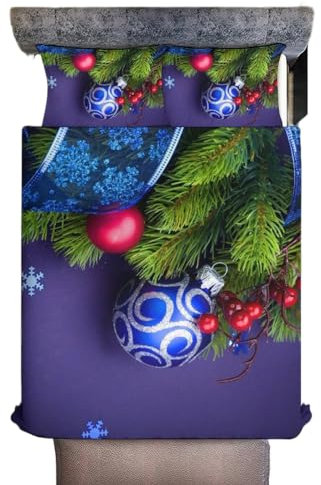 WFBZ Weihnachten Bettwäsche Set 135x200cm, Weihnachtsmann Elch Muster Jungen Und Mädchen Weihnachten Geschenk Microfaser Weihnachten Bettbezug 135x200 cm Mit Kissenbezug 80x80 cm (A2,135x200/80x80cm)