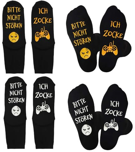 LOOPES 2 Paar Gaming Socken Lustige Geschenk für Männer Weihnachtsgeschenke Gaming Baumwolle Socken Mit Spruch Bitte Nicht Stören Ich Zocke Funny Socks für Männer Damen Weihnachten Geburtstag Geschenk