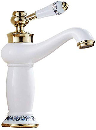 Blauer und weißer Porzellan-Wasserhahn, antiker Warm- und Kaltwassermischer, doppelter offener Waschbecken-Wasserhahn, Badezimmer-Waschbecken-Wasserhahn, Küchenarmatur,