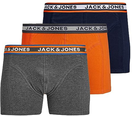 JACK & JONES Herren Unterhosen Shorts Boxershorts Trunks 3er Pack, Farbe:Mehrfarbig, Wäschegröße:S, Artikel:- Navy Blazer/dgm/exub