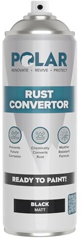 Polar Rust Converter Spray - 500ml | Matt Black | Effective Rust Converter for Metal | Weather Resistant Protection Against Corrosion | Ideal for Vehicles, Trailers, Fences & Storage Tanks