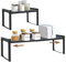 Erweiterbares Schrankregal,66 cm,stapelbarer Küchenthekenregal-Organizer,Küchengewürzregal,Speisekammerregal,verstellbarer Schrank-Organizer,Aufbewahrungsregal für Küche und Büro(2er-Pack schwarz L)