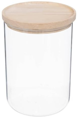 5five - bocal hermet 1,6l en verre avec couvercle hermétique hévéa