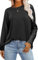 SOADKP Damen T-Shirt Oversize Oberteile Langarm Rundhals Lose Tops Elegant Bluse Tunika (schwarz/XL)