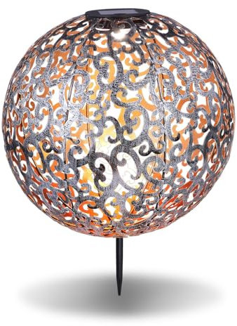 bmf-versand® Solarlampe für Außen Garten Kugel Antik Optik - Gartendeko Solar Antik- Solarleuchte Garten Deko Balkon - Außenlampe LED Solarkugel - Gartenlampe Durchmesser 28,5 cm