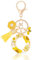 MWOOT Letter Keychain Initiale Schlüsselanhänger Buchstabe O,Alphabet Harz Blume Key Chain mit Gänseblümchen Biene Quaste Anhänger Handtasche Geldbörse Charm,Gelb Blütenblatt Keyring für Frauen(O)