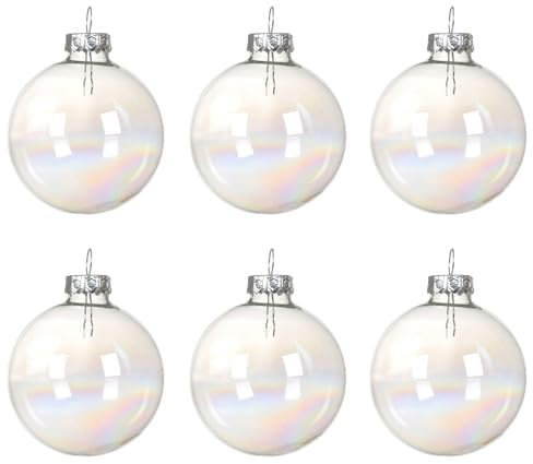 Weihnachtskugeln Glas 8cm 6 Stück - glänzend - Große Christbaumkugeln Weihnachtsbaumkugeln für Weihnachten - Christbaumschmuck & Weihnachtsbaumschmuck - Klar irisierend