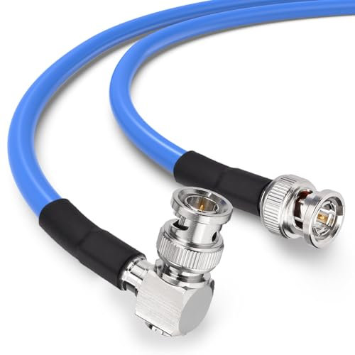 Superbat SDI Kabel 3G/6G/12G BNC RG6 Kabel 1m SDI Video Kabel 75ohm BNC Stecker auf Stecker Rechte Winkel Koaxialkabel für Kamera CCTV Monitor SDI Konverter Unterstützt HD-SDI/3G-SDI/6G-SDI/12G-SDI