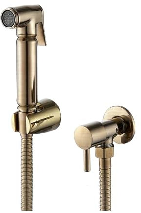 Aqua Flow Brushed Gold Brass Douche/Shattaf Set – Luxurious Wall-Mounted Bathroom Bidet Sprayer with Brass Construction and Brushed Gold Finish, 5-Year Warranty