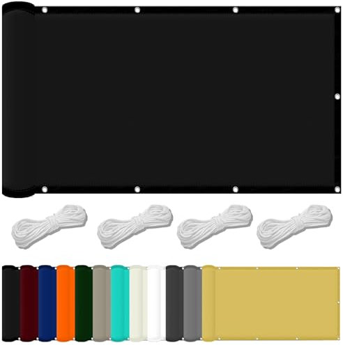 Kit de poteaux de voile d'ombrage imperméable pour abris auto, piscine, plantes, auvent en toile anti-UV avec filet d'ombrage noir, corde et kit de fixation inclus 1 x 2,8 m