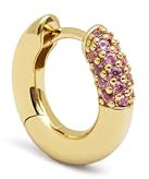 SINGULARU - Orecchino Singolo Cerchio Alma Pink. Ottone con Finitura in Oro 18Kt. Dettagli Zirconi Rosa. Chiusura Congo/Click. Gioielli per Donna