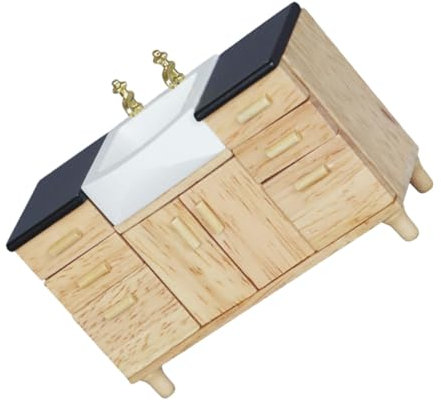 Toyvian Évier d'ornement lavabo Portable Toys décoration de Salle de Bain Toys for Home Decor Meubles de Maison de poupée Mini-Meubles Jouets de Toilette Miniatures Bois