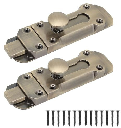 KOOLEVER 2PCS 3 Inch Barrel Slide Door Bolts, Brass Door Slide Latch Lock with 14 Screws Zinc Alloy Security Latch Lock Antique Door Sliding Bolt Heavy Duty Gate Sliding Bolt Latch (Bronze Tone)