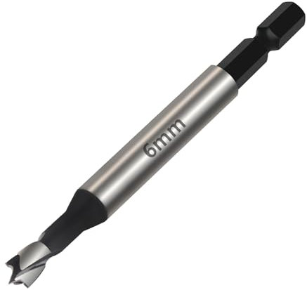 Vearter 6mm Forstner Drill Bit, High Carbon Steel Multi-Tooth Woodworking Tools with Hex Shank, Hinge Boring Hole Cutter for Solid Wood, MDF, Plastic, Particleboard, Plywood