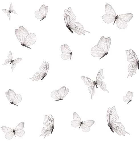 Wandaufkleber Set 18 Schmetterlinge auf 3 Din A4 Bögen Wandsticker für Kinderzimmer Wohnzimmer Deko Aufkleber Wandtattoo selbstklebend Y060 (Nr. 6 Weiß)
