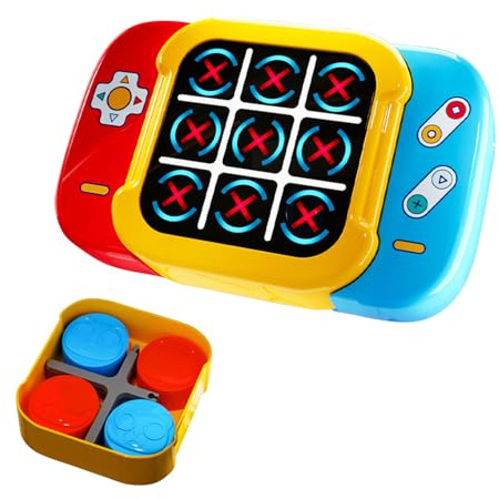 RoserRose Elektronisch Tic Tac Toe Spiel, 4-in-1-Handheld-Puzzle-Spielkonsole, Tragbare Fidget Spielzeug, Gedächtnisspiele für Kinder, Kompaktes Reisespiel für Kinder
