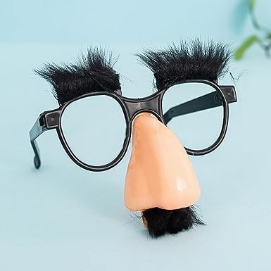 1 x schwarze Verkleidungsbrille mit lustiger Nase, bringt Spaß zu Ihren Feierlichkeiten, lustige Brillen, Spoof-Zubehör, Verkleidungsglas mit Nase