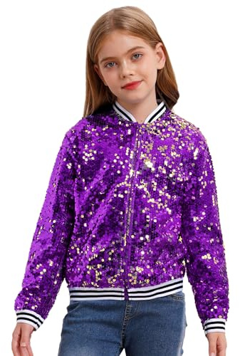 Chaoyinn Boléro Kinder Jacke Glitzer Langarm Oberteil Jungen Mädchen Glitzer Jacke Baseball Stil Sport Mantel Tops Jahre