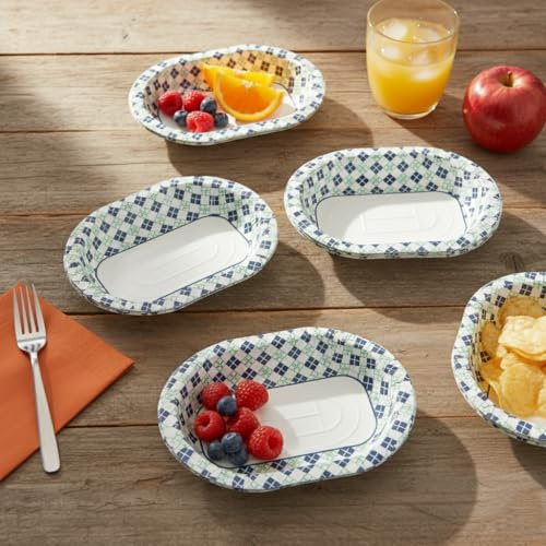 HOT BARGAINS 50 x Oval Shape 2D Design Disposable Paper Plates | Heavy-Duty Party Plates for Birthdays, Weddings, Picnics & Outdoor Gatherings | Eco-Friendly Tableware (50, Oval (5.3 x 4.3))