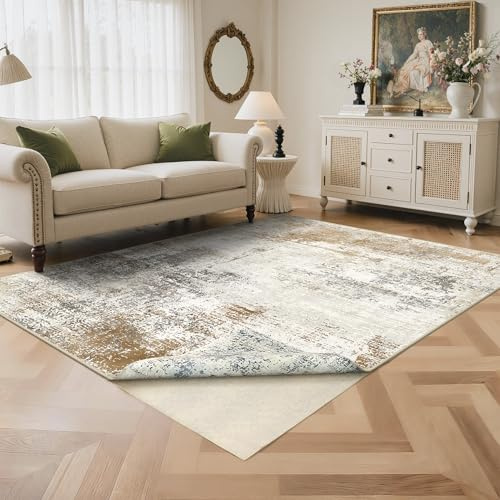 BEIMO Moderner Waschbarer Teppich Wohnzimmer 160x230 cm | Abstrakt Design, Großer Weicher Kurzflor Carpet, Rutschfest, Für Küche und Bettvorleger Schlafzimmer, Pflegeleicht