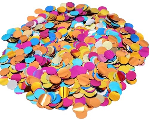 100g Konfetti Bunt Rund, Konfetti Metallic Glitzer Pailletten Rund Runde Mehrfarbige Confetti Vielseitige Mischung Bunte Papier Confetti Tischdeko für Geburtstag Tischdekoration Verlobungsfeier Foil