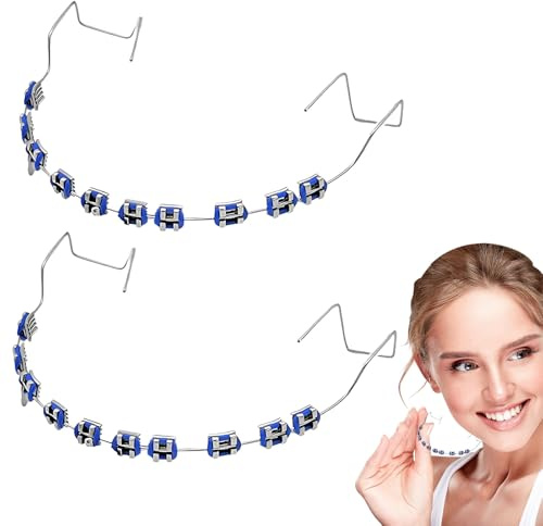 1 Paire Faux Appareil Dentaire Bleu Foncé Convient Pour L'enseignement L'explication Peut Également Être Utilisé Pour La Décoration Dentaire L'embellissement Dentaire Et Comme Accessoire De Cosplay