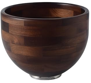 5 Qt Premium Solid Wooden Mixing Bowl for KitchenAid Tilt-Head Stand Mixers, Natural Wood Mixer Bowl with Stainless Steel Locking Base