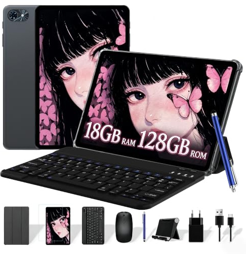 TABWEE Tablet con Tastiera e Pennino, 18 GB + 128 GB (2 TB TF) | Ideale per Scuola e Studio, Android 15 Tablet 10 Pollici, 6000 mAh, Gemini AI , 5G WiFi, GPS (Garanzia di 4 Anni)