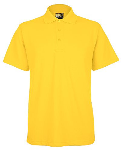 Mens Active Pique Polo T Shirts Sizes XS to 4XL in 8 Colours by MIG - Work Casual Sports Leisure (XL - Extra Large, Yellow)