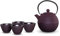 WD Lifestyle - Set Teiera In Ghisa Con Filtro Da 1000 ml e 4 Bicchieri Da 100 ml - Colore Viola