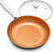 MICHELANGELO Frying Pan With Lid - Nonstick Ceramic Titanium Coating, 20CM Small Copper Skillet, Ceramic Fry Pan