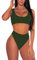 Bikini, hohe Taille, Badeanzug, Push Up, Tank Top, hoher Schnitt, Tanga, Badeanzug, 2-teilig für Damen, Grün, L