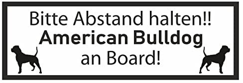 Samunshi® Aufkleber American Bulldog an Board - Schild Sticker Hinweisschild Warnschild Vorsicht Hund 10 x 3,5cm American Bulldog an Board schwarz