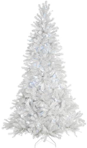 WeRChristmas Pre Lit Deluxe Pine Christmas Tree with 600 White LED Lights, White, 9 feet/2.7m