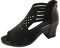Cocila Damen-Sandalen mit offenem Zehenbereich und Keilabsatz, Reißverschluss hinten, hoher Blockabsatz, Schwarz - Schwarz - Größe: 38 EU