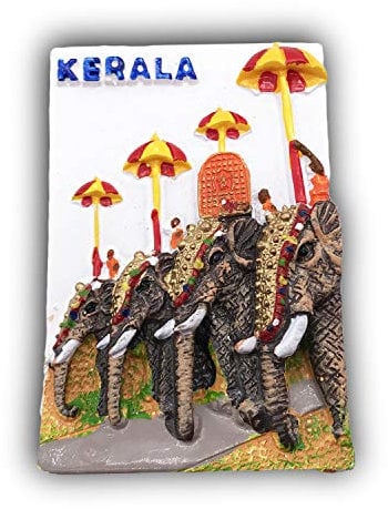 3D Kerala India Refrigerator Magnet Tourist Travel Souvenirs Handmade Resin Craft Magnetic Stickers Home Kitchen Decoration Fridge Magnet Collection Gift