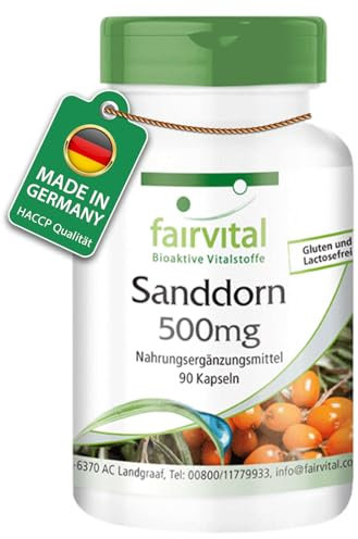 Fairvital | Espino amarillo 500mg - Fuente de Omega 7 - Vegano - Dosis elevada - 90 Cápsulas - Calidad Alemana