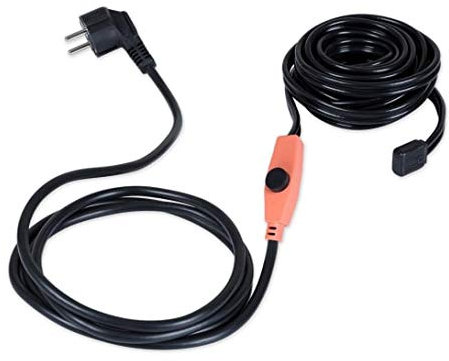 Waldbeck Flow Wire 4 Frostschutzkabel, Länge: 4 m Frostschutzkabel + 1,8 m Stromzuleitung, mit Thermostat, schaltet sich bei unter 6 °C ein, Heizleistung: 16 W/m, Schutzklasse: IP68