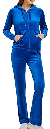 Woolicity Damen Hausanzug Velours Nicki Freizeitanzug Trainingsanzug Set Sportanzug Jogginganzug Schlafanzug mit Reißverschluss Oberteil und Hose Set