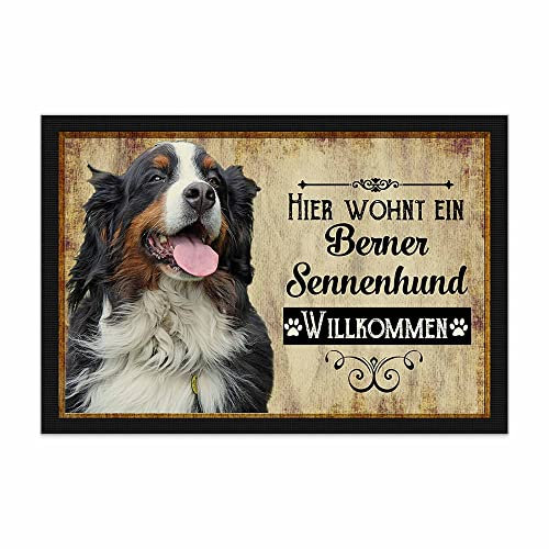 PR Print Royal Fußmatte Haustiere mit Hundebild Berner Sennenhund - Geschenkidee für Hundefreunde und Hundebesitzer - Größe 60 x 40 cm