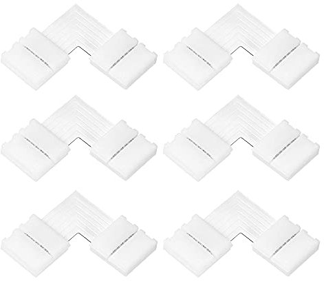 sourcing map 5050 LED-Lichtstreifen, 6-polig, 12 mm, lötfrei, lückenlos, L-Form, Stecker, Weiß, 6 Stück