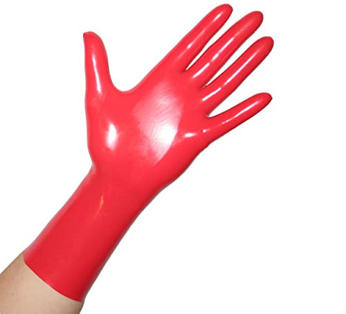 Rubberfashion Guanti in lattice brevi - Guanti in gomma - Sesso Guanti in lattice per donne e uomini Coppia rosso 0,4 mm XL
