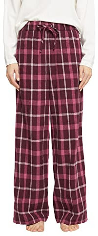 ESPRIT Pantalon Simple en Flanelle à Carreaux 2 Sus Bas de Pyjama, Bordeaux Rouge 3, 44 Femme