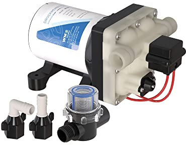 WM aquatec Pompe à membrane sous pression WMMP12-116 avec débit élevé en fonctionnement sans pulsation - Pompe à eau potable automatique adaptée pour camping-cars, caravanes, bateaux, etc. - Fabriqué