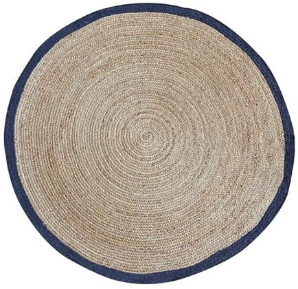 DNR Teppich aus indischer Naturfaser, Jute, 120 x 120 cm, rund, maschinenwaschbar, Naturfaser-Teppich, gewebt, Sisal-Teppich