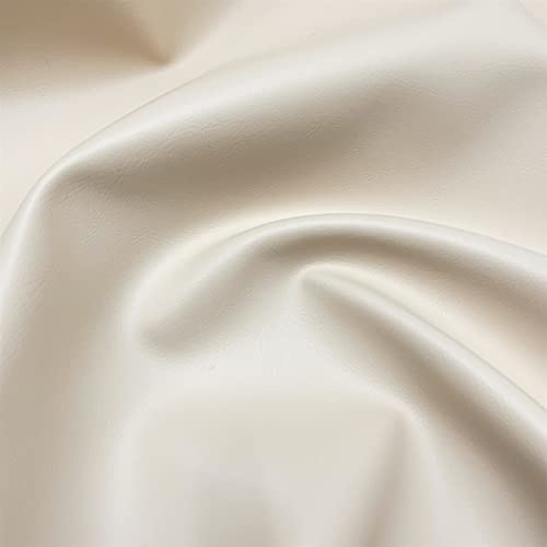 Fire Retardant Faux Leather Thick Leatherette Vehicle Restoration Sofa Upholstery Fabric - Suitable for Domestic and Commercial use - Ivory - 10 Metres